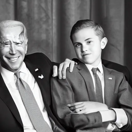 Image similar to A portrait photo of joe biden teams up with a teenage joe biden, perfect faces, 50 mm, award winning photography