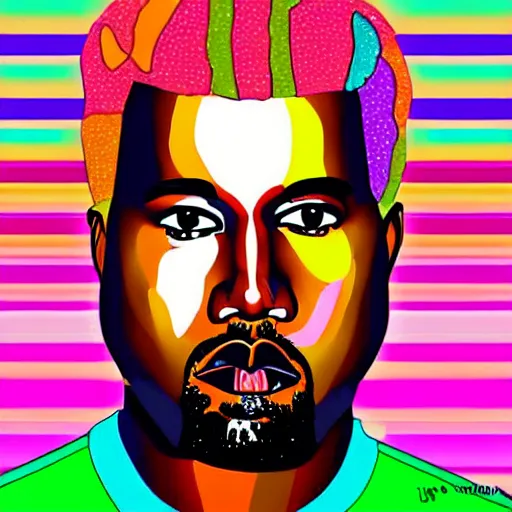 Image similar to a portrait of kanye west in the style of lisa frank,