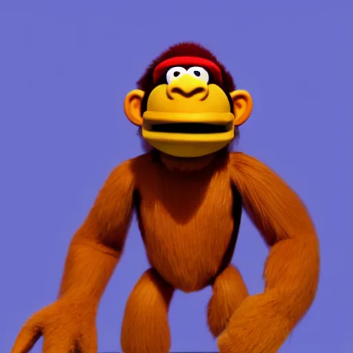 Image similar to A full body still of Donkey Kong as a muppet, photo real, photographic, photograph, artstation, trending, award winning, epic lighting, featured