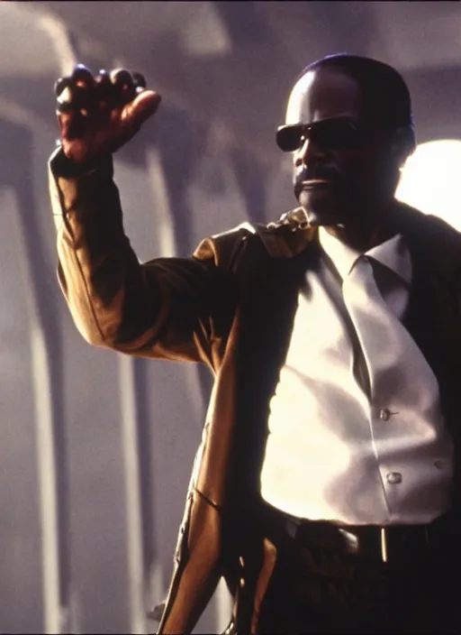 Image similar to film still of Roger Murtaugh as Morpheus in The Matrix, 4k