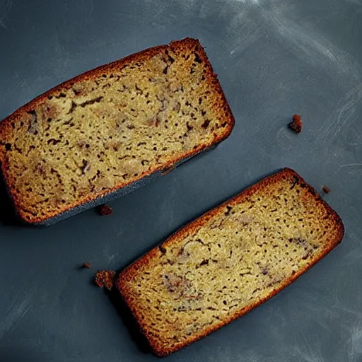 Prompt: photorealistic photograph of banana bread at work dude, photorealistic, realism, highly detailed, ultra detailed