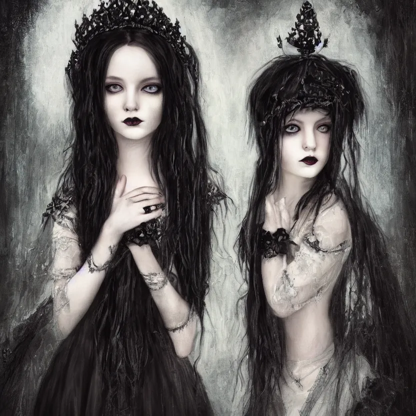 Prompt: Gothic princess portrait. By Alexei Harlamoff, highly_detailded