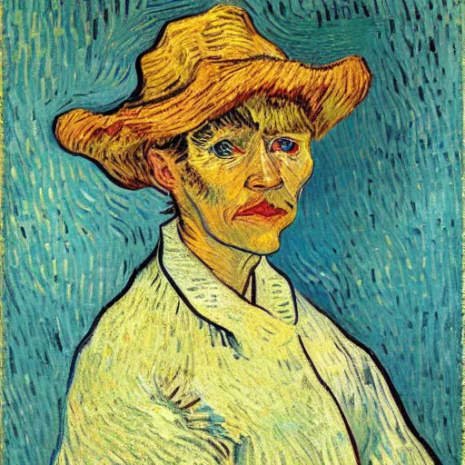 Prompt: van gogh painting of an old lady that fell of her bicycle in front of a dutch farm