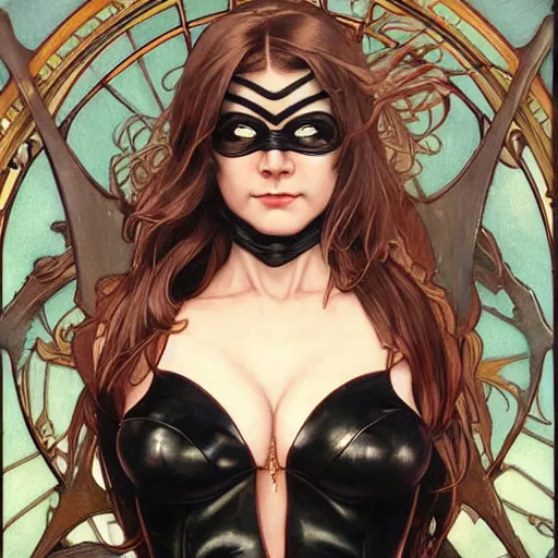 Image similar to Erin Moriarty as Cat Woman, highly detailed, digital painting, artstation, concept art, smooth, sharp focus, illustration, ArtStation, art by artgerm and greg rutkowski and alphonse mucha and J. C. Leyendecker and Edmund Blair Leighton and Katsuhiro Otomo and Geof Darrow and Phil hale and Ashley wood and Ilya repin and Charlie Bowater