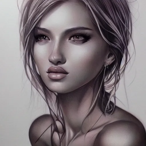 Image similar to tattoo design, beautiful portrait of a girl by artgerm, artgerm