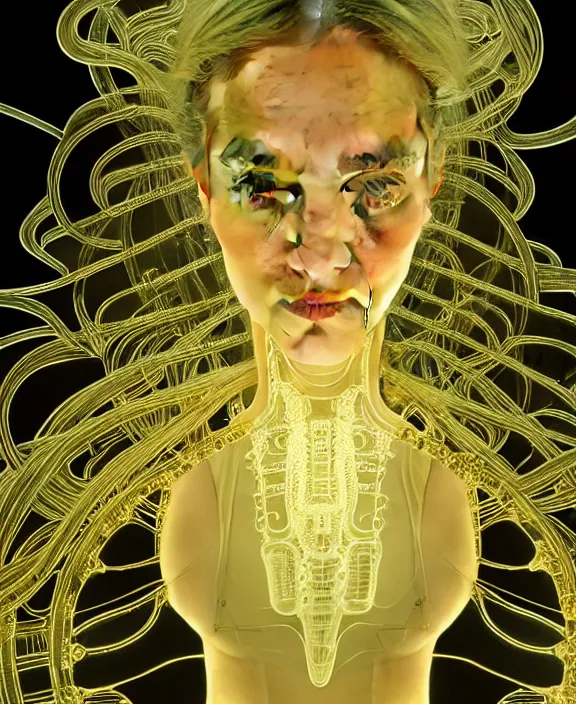 Image similar to intricate opulent transparent clear see - through portrait of microbes, fractal, neon lights, circuitry, dense industrial environment, ultra realistic, concept art, optical art, optical illusion, photorealistic, octane render, 8 k, unreal engine. art by nori inoguchi and sam kaplan and zachary goulko and christopher marley and artgerm and alphonse mucha
