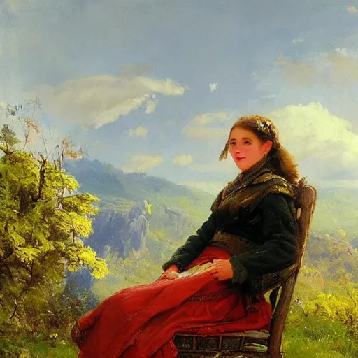 Image similar to a portrait of a character in a scenic environment by nikolay makovsky