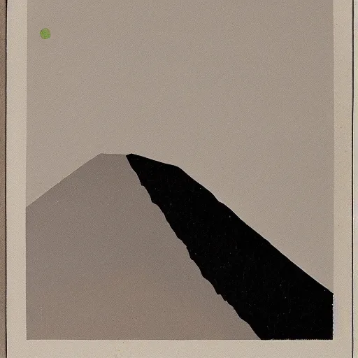 Image similar to 1960s minimalist illustration of a black inert volcano
