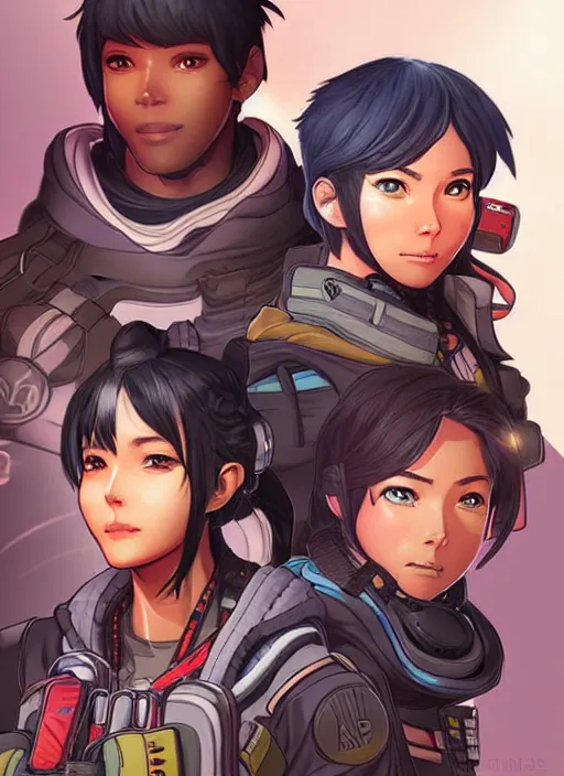 Image similar to New Apex Legends anime characters digital illustration portrait design by Ross Tran, artgerm detailed, soft lighting