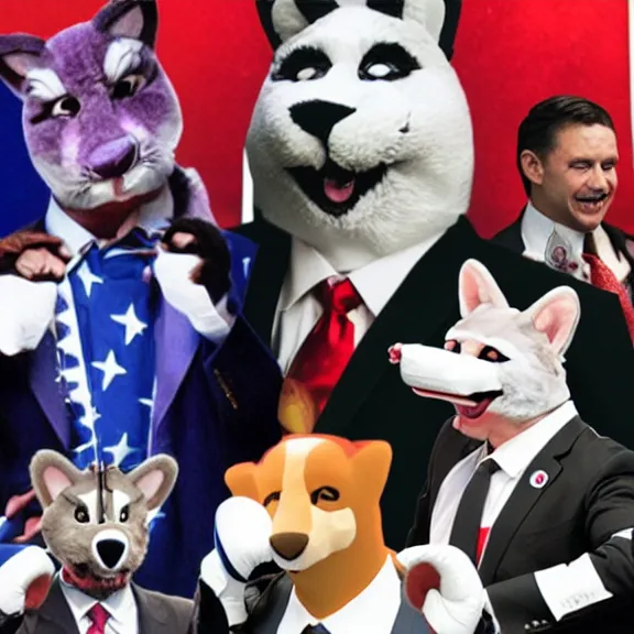 Prompt: furries as politicians boxing