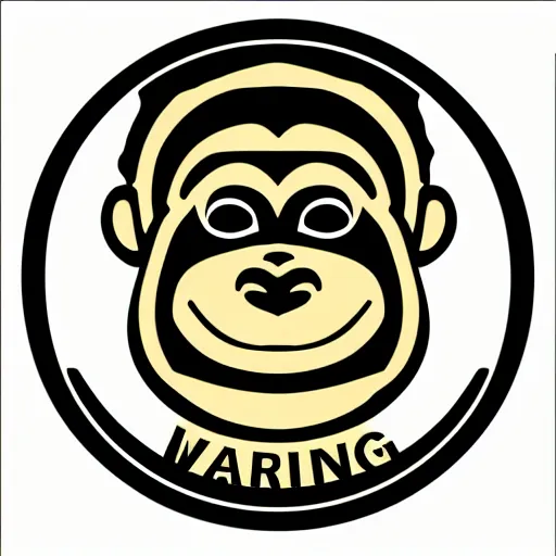 Image similar to warning sign with a vector graphic of a monkey in a tuxedo,