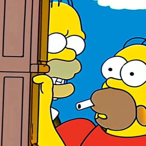 Prompt: homer from the simpsons smoking a cigarette