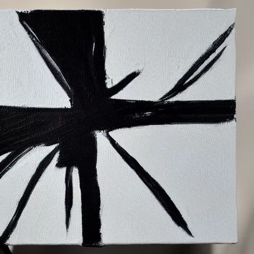 Image similar to a minimalistic impasto painting, a single large brush stroke of heavy thick white paint on a black canvas