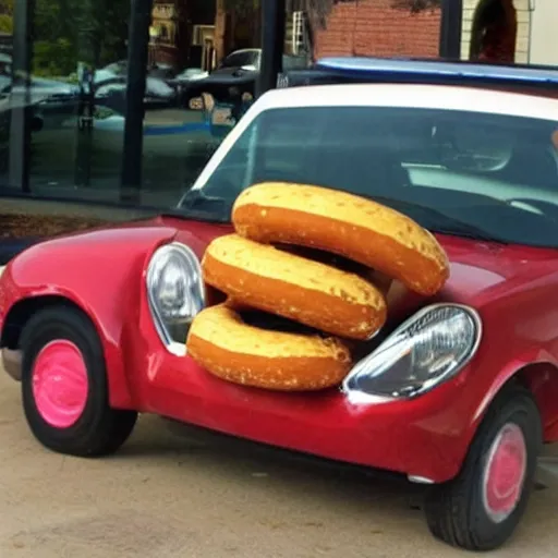 Prompt: car made out of donuts