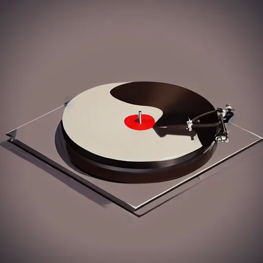 Image similar to a turntable with a needle on top of kiwi vinyl record, a low poly render by tim biskup, featured on polycount, computer art, sketchfab, rendered in maya, voxel art