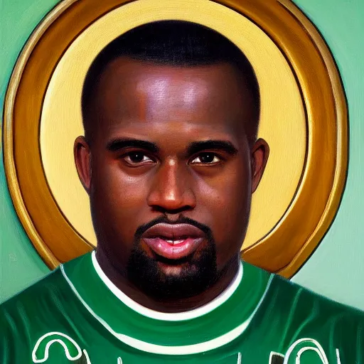 Image similar to portrait of the holy father, boston celtics glen davis, religious, oil on canvas by william sidney mount, trending on artstation,
