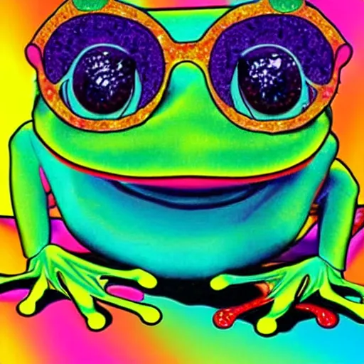 Image similar to frog elvis, lisa frank