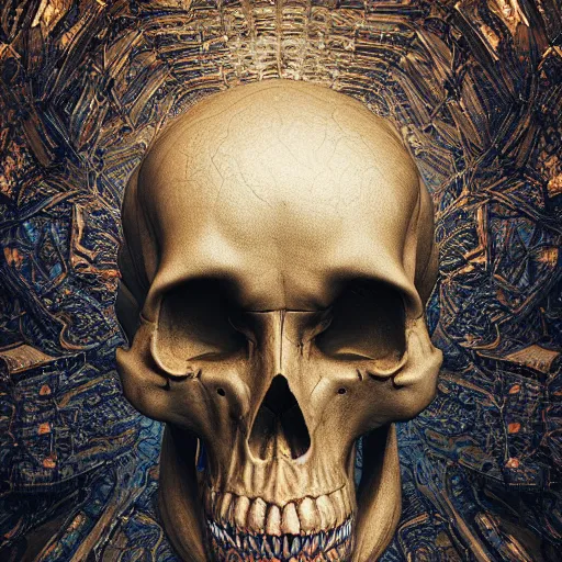 Image similar to portrait_of_a_melting_skull._intricate_abstract._intricate_artwork._by_Tooth_Wu_wlop_beeple_dan_mumford._octane_render_trending_on_artstat