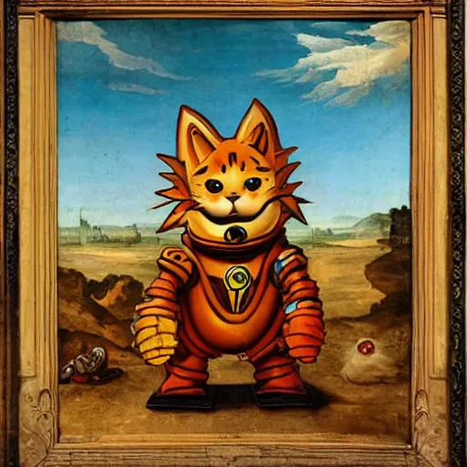 Image similar to a mecha garfield, 1 7 0 0 renaissance painting