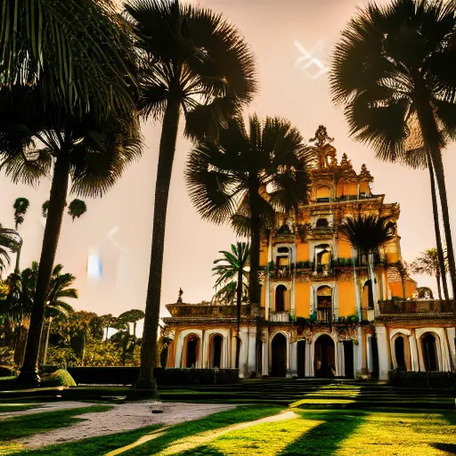 Prompt: a ultradetailed beautiful photo of the amazonas palace, trending on artstation, mediterranean, palm trees, light sparkles, sharp focus, soft light, 8 k 4 k