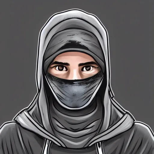 Image similar to a highly detailed headshot portrait of a man wearing a ski mask with a hoodie concept art