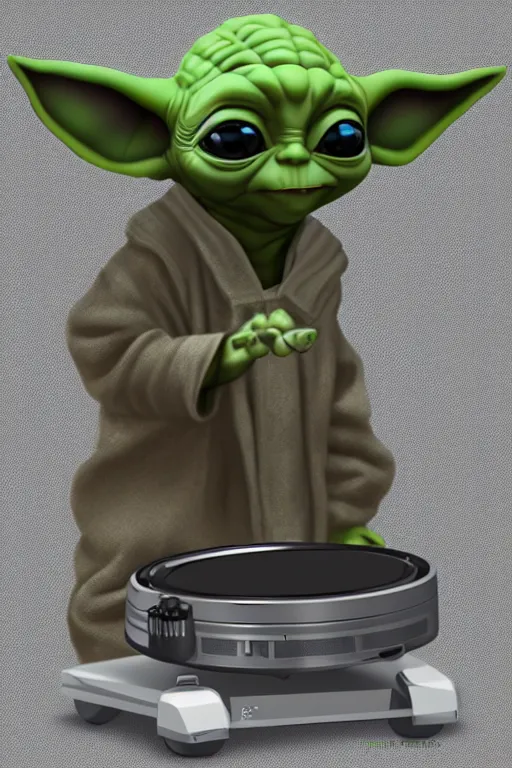 Image similar to baby yoda as a dj, turntable, hip hop, rapper, illustration, highly detailed, artstation, grogu