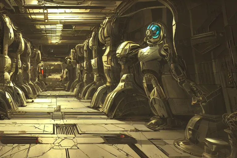 Image similar to parallax datacenter server room interior single mono colossus brown rusty robosaurus cyborg artstation cinematic detailed concept art sharp coherent cgsociety symmetric perfect well balanced shadows lotr supercomputer starwars