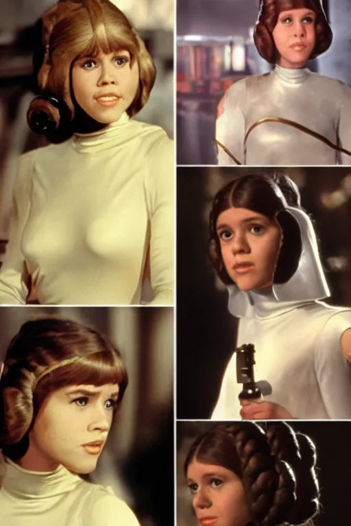 Image similar to young jane fonda as princess leia