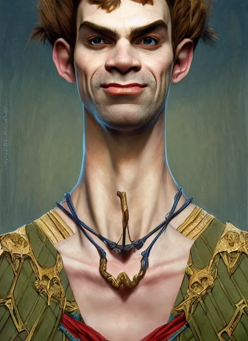 Prompt: symmetry!! portrait of skinny shrek from shrek, fantasy, medieval wear, intricate, elegant, highly detailed, digital painting, artstation, concept art, smooth, sharp focus, illustration, art by artgerm and greg rutkowski and alphonse mucha