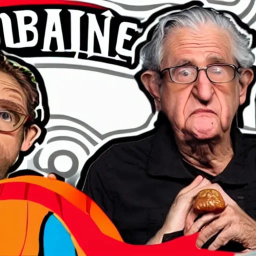 Prompt: thumbnail of hot ones with guest star Noam Chomsky