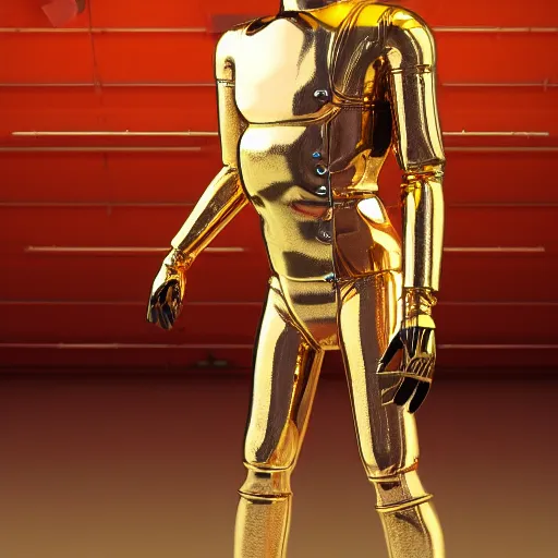 Prompt: front shot photo of a standing in t - pose humanoid steampunk shiny golden metallic android, full body, insanely integrate, 3 d render even lit, 8 0 mm lens, white background, no shadow - c 1 3 - w 1 0 2 4 - h 1 0 2 4 - n 4 - s 1 5 0