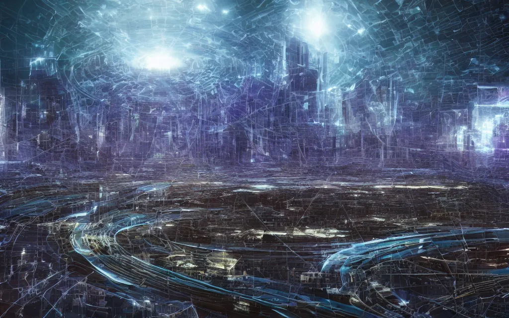 Prompt: prophecy of a techno - spiritual utopian city, perfect future, award winning digital art