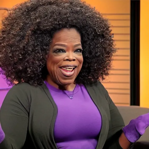 Prompt: thanos being interviewed by oprah