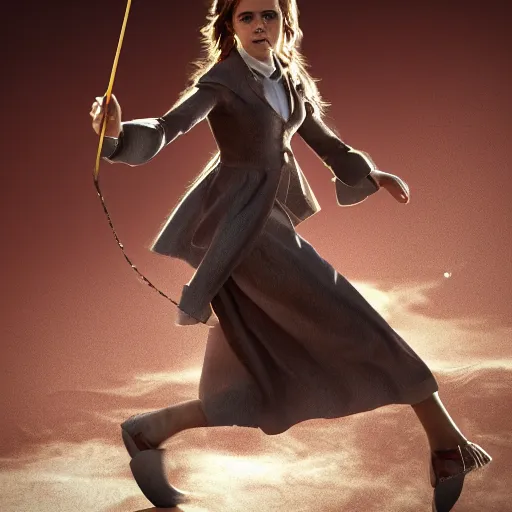 Prompt: emma watson as hermione granger transforming into a curvaceous cheetah woman, 3 d render