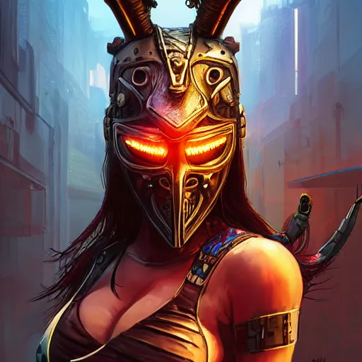 Image similar to cyberpunk viking helmet mask warrior goddess robot ninja fantasy, art gta 5 cover, official fanart behance hd artstation by jesper ejsing, by rhads, makoto shinkai and lois van baarle, ilya kuvshinov, ossdraws