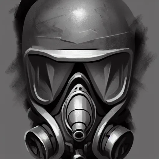 Image similar to concept art of gas mask by jama jurabaev, brush hard, artstation, cgsociety, high quality, brush stroke