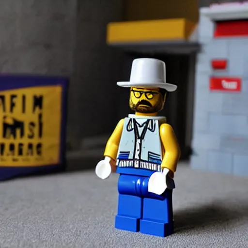 Prompt: walter white lego figure realistic photo