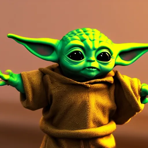 Prompt: baby yoda holding a large black box, award winning, trending on artstation, unreal engine