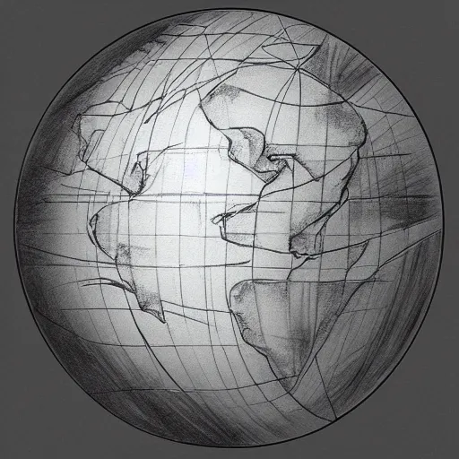 Image similar to globe earth drawing sketch, trending on artstation, cgsociety