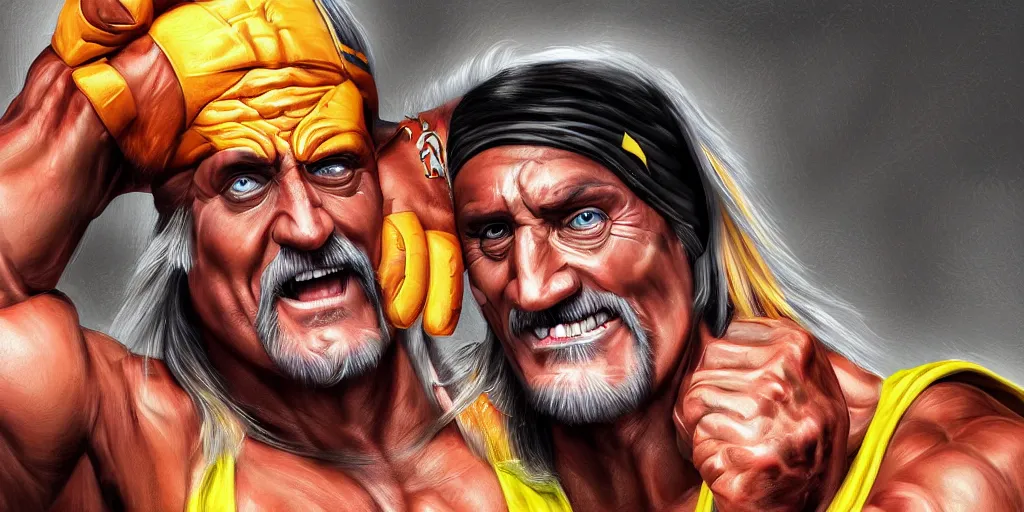 Prompt: hulk hogan, digital painting, highly detailed, trending on artstation, high resolution