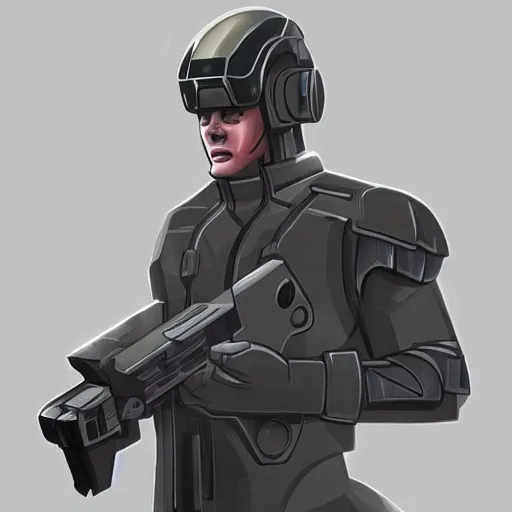 Prompt: futuristic dystopian regime soldier, plasma gun, artstation