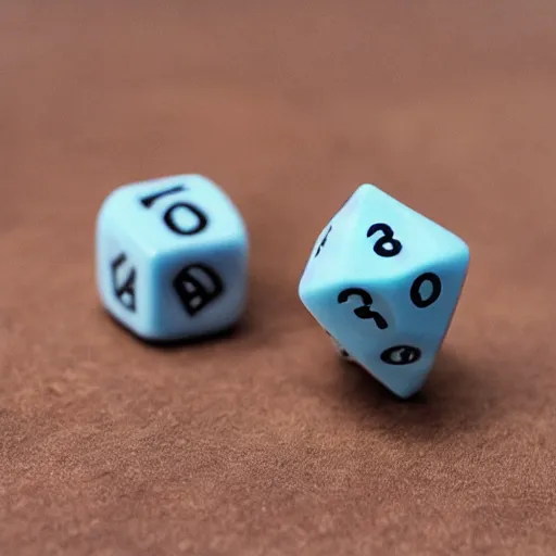 Image similar to d 2 0 as fuzzy dice, realistic photography, high detailed