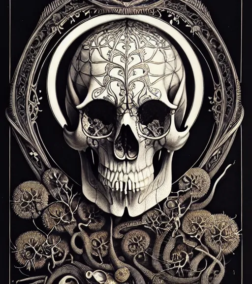 Image similar to art forms of nature by ernst haeckel, memento mori by arthur rackham, ornate antique porcelain beautiful skull mask, ultrasharp, photorealistic, hyperdetailed, octane render, polished, art nouveau, neo - gothic, gothic, intricate ornamental organic filigree, art nouveau botanicals, art forms of nature by ernst haeckel, horizontal symmetry, symbolist, visionary