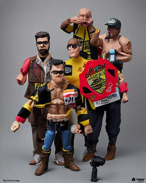 Image similar to box of the toy of proud boys as an action figure, hyper real, advertising photography, 8k