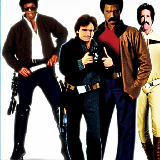 Image similar to weekend at bernie's movie poster, han solo as andrew mccarthy, lando calrissian as jonathan silverman, tobias beckett as terry kiser