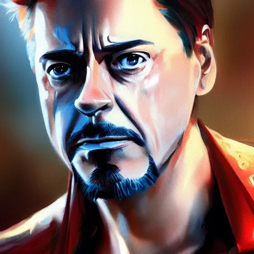 Image similar to concept art of tony stark, cinematic shot, painting by jama jurabaev, extremely detailed, brush hard, artstation, high quality, brush stroke