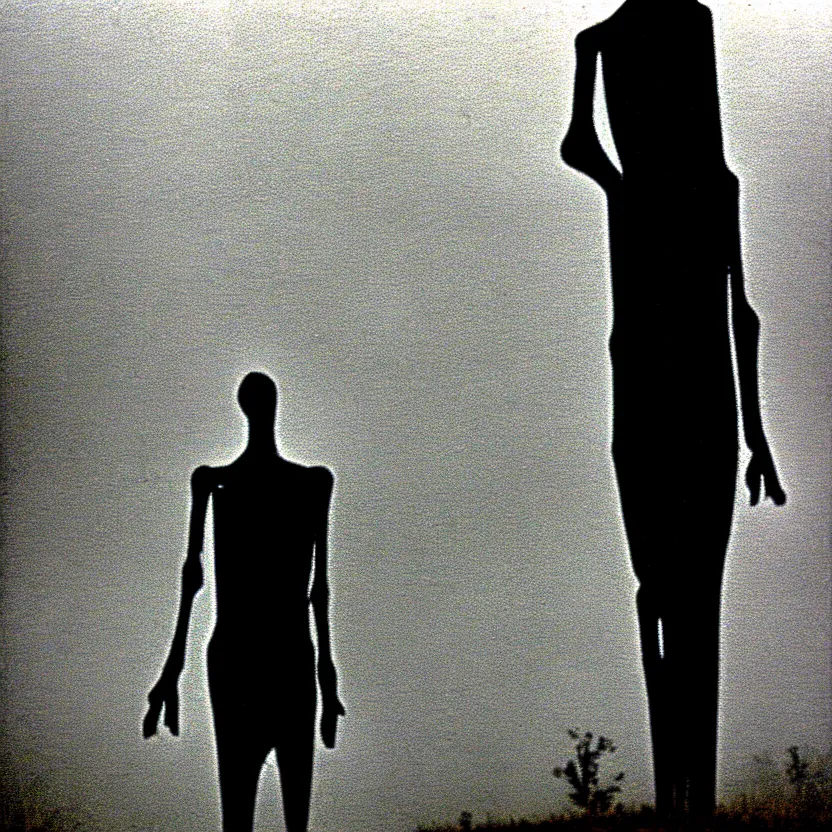 Image similar to 2 0 0 1 camcorder footage of a skinless figure standing silently on the side of a misty road, photorealistic, grainy, camcorder, horror, creepy, unsettling, liminal, strangely terrifying