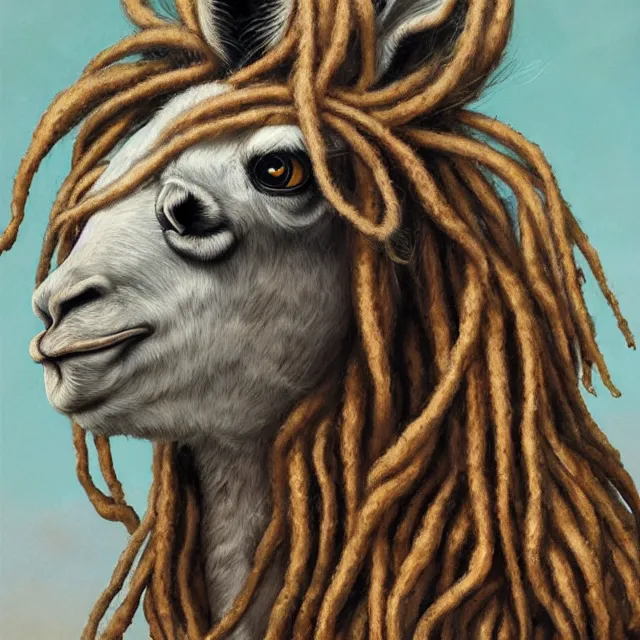 Prompt: llama with dreadlocks, industrial, by mandy jurgens, ernst haeckel, james jean