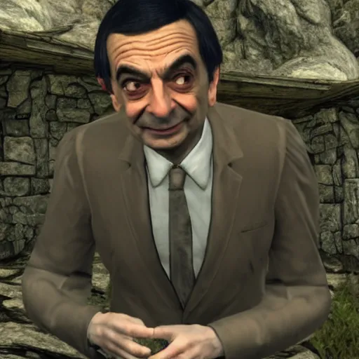 Image similar to mr bean in skyrim