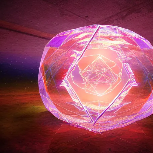 Prompt: ( ( ( psychonautist ) ) ) in a crystal sphere, digital art, award winning, volumetric lighting